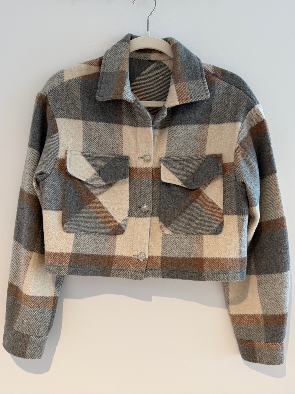 Cropped Flannel Jacket